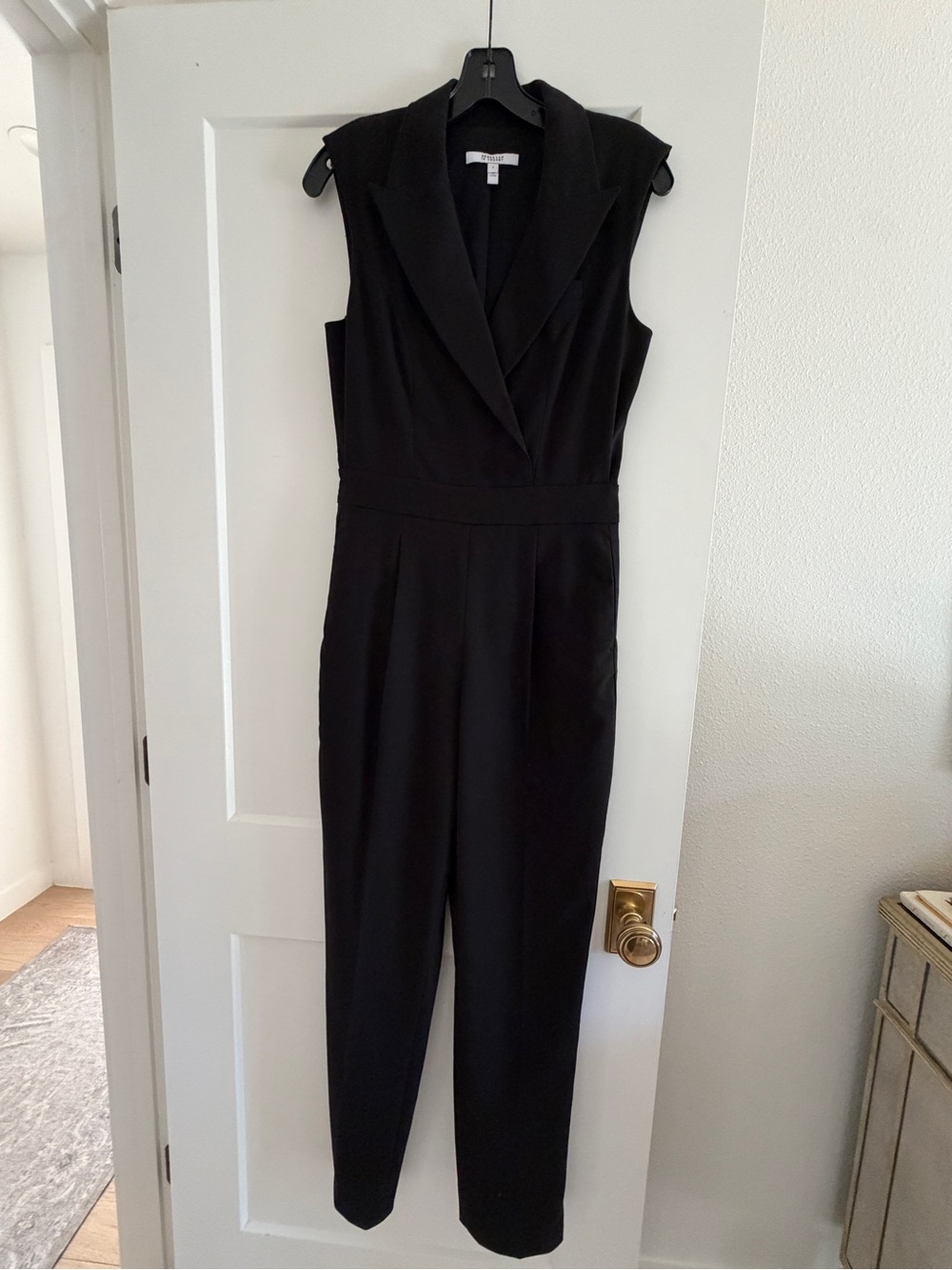 10 Crosby Derek Lam Black Sleeveless Notch-Lapel Jumpsuit